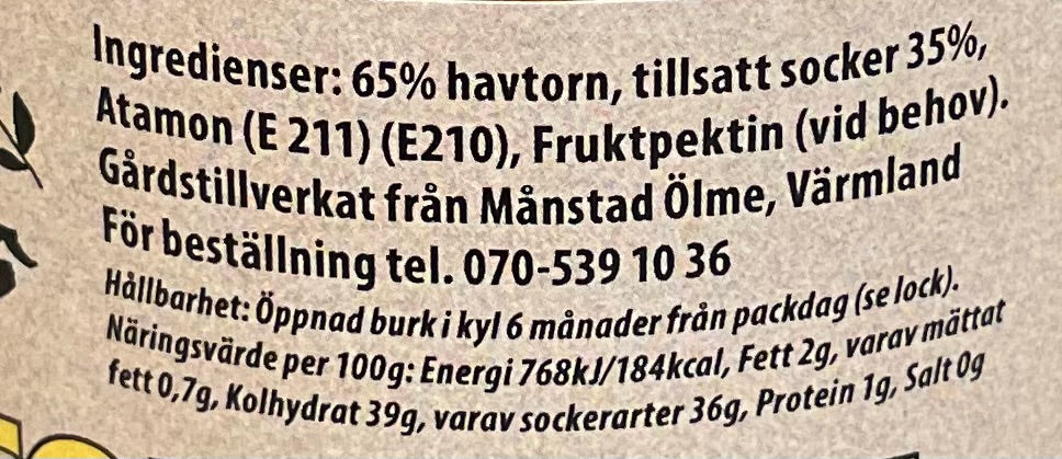 Mor Carins Havtornssylt Liten