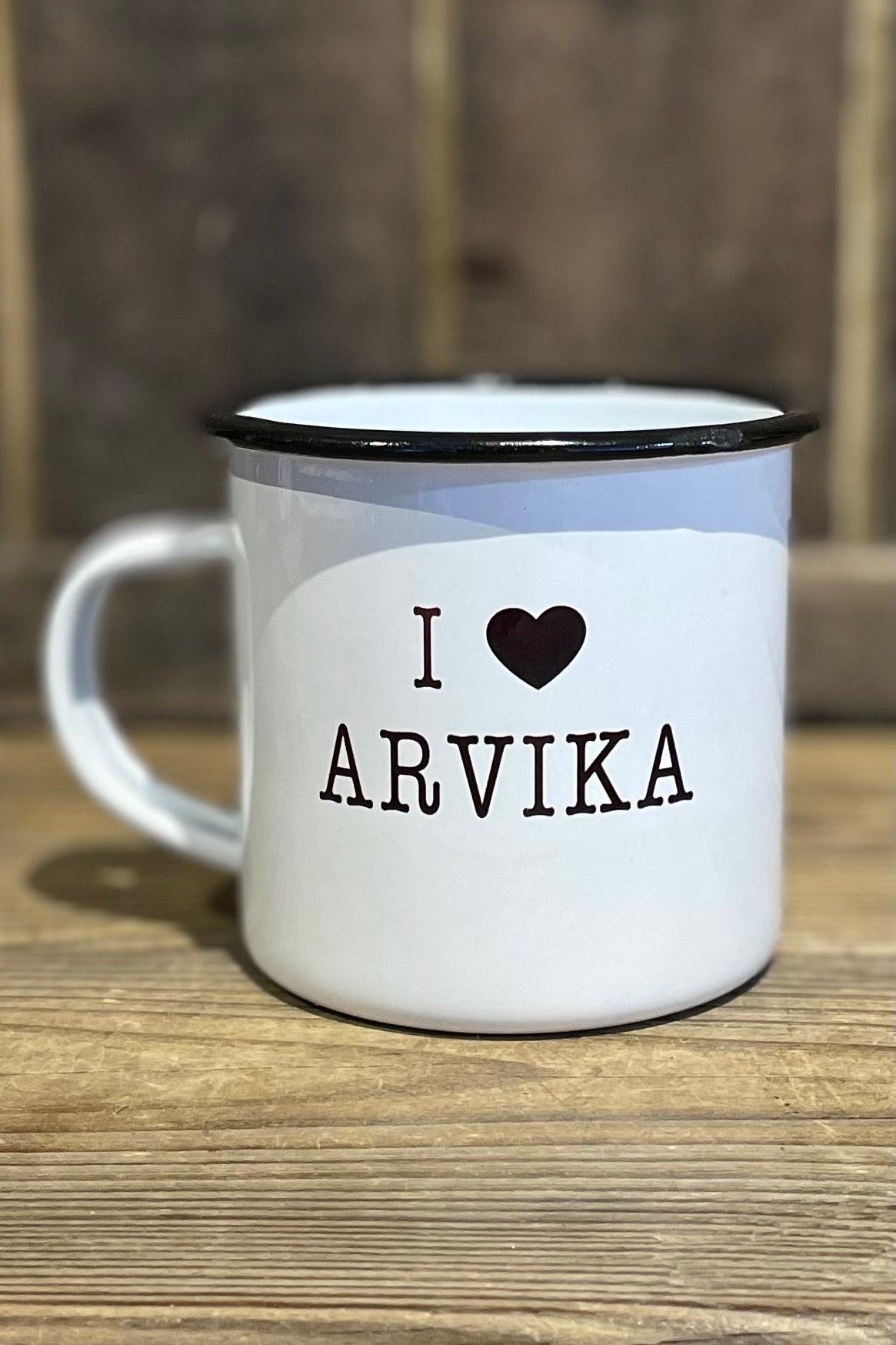Emaljmugg I love Arvika