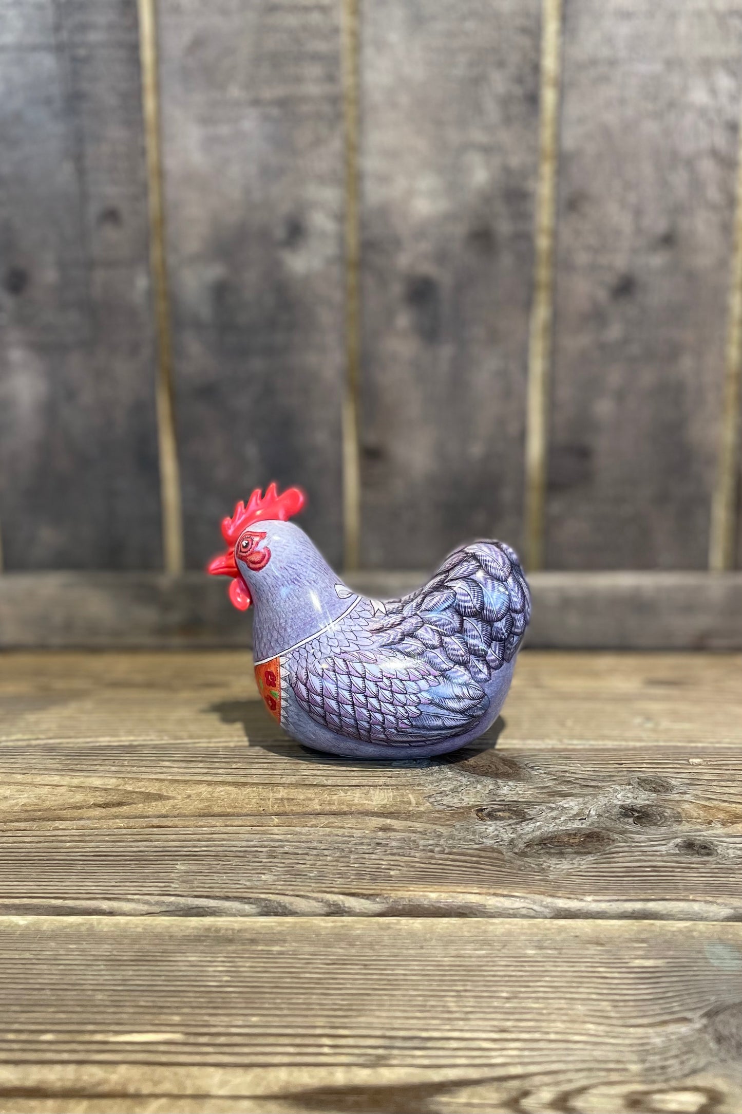 Plåtlåda Höna lila