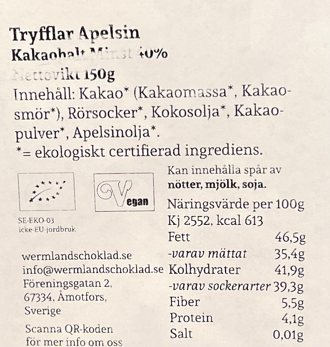 Chokladtryfflar Apelsin
