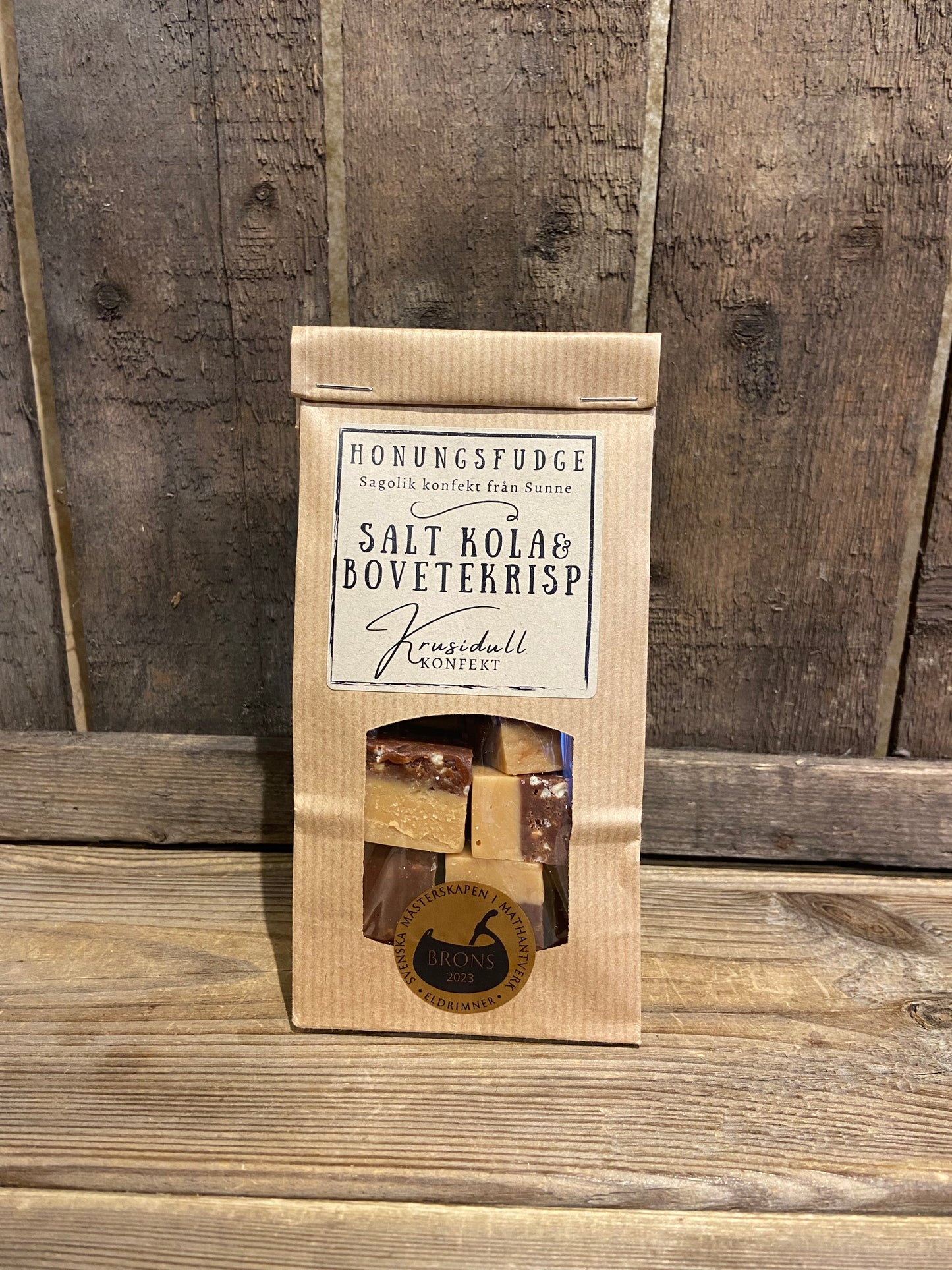 Honungsfudge Salt kola & Bovetekrisp