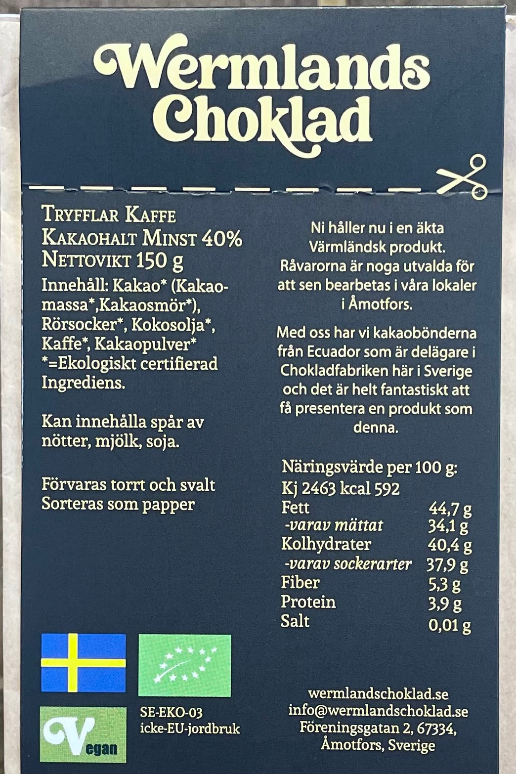 Chokladtryfflar Kaffe