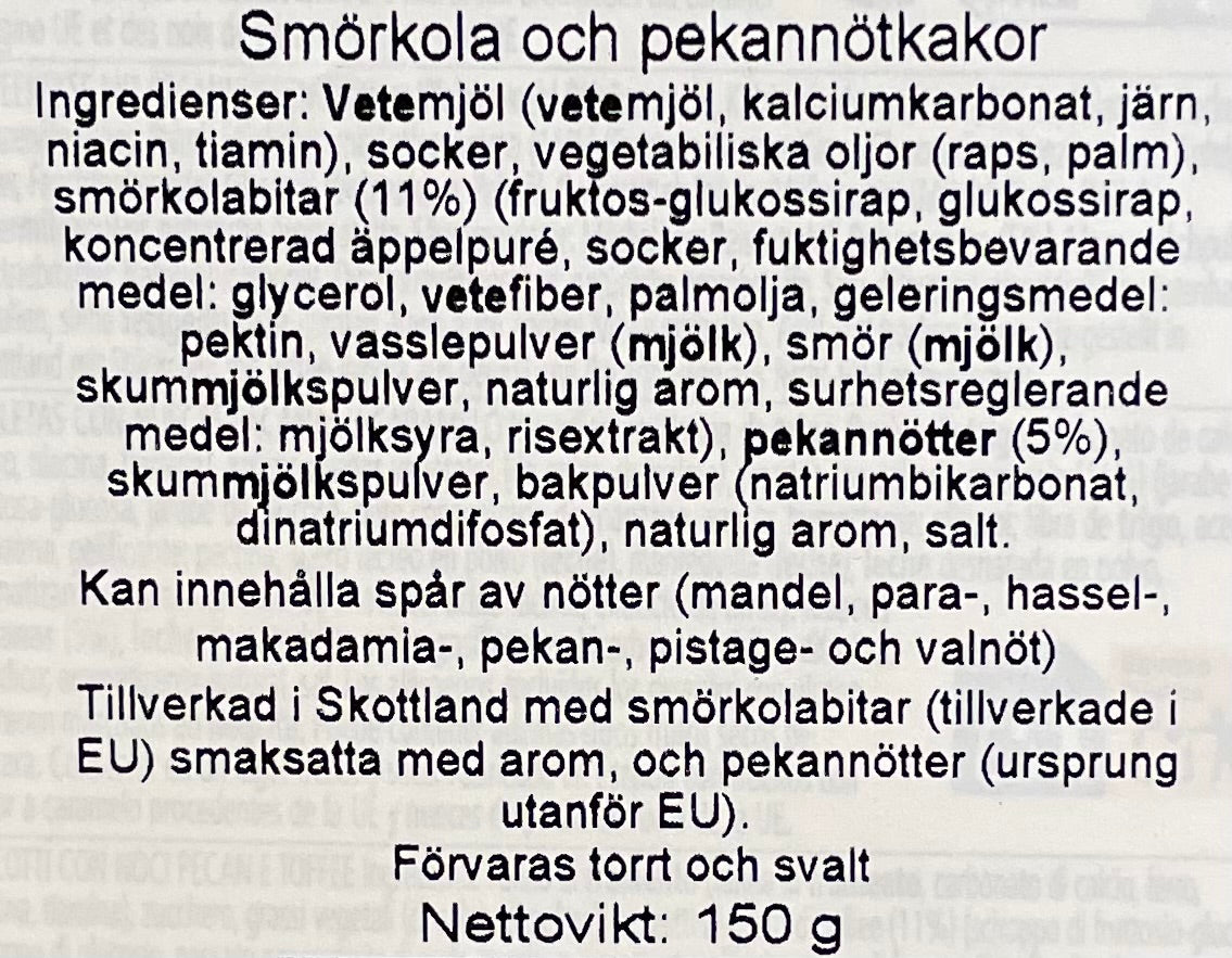 Smörkola och pekannötkakor