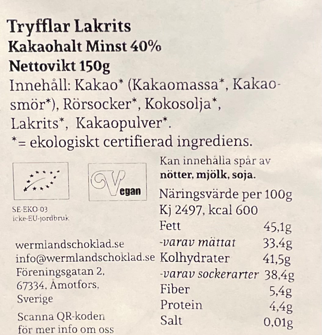 Chokladtryfflar Lakrits