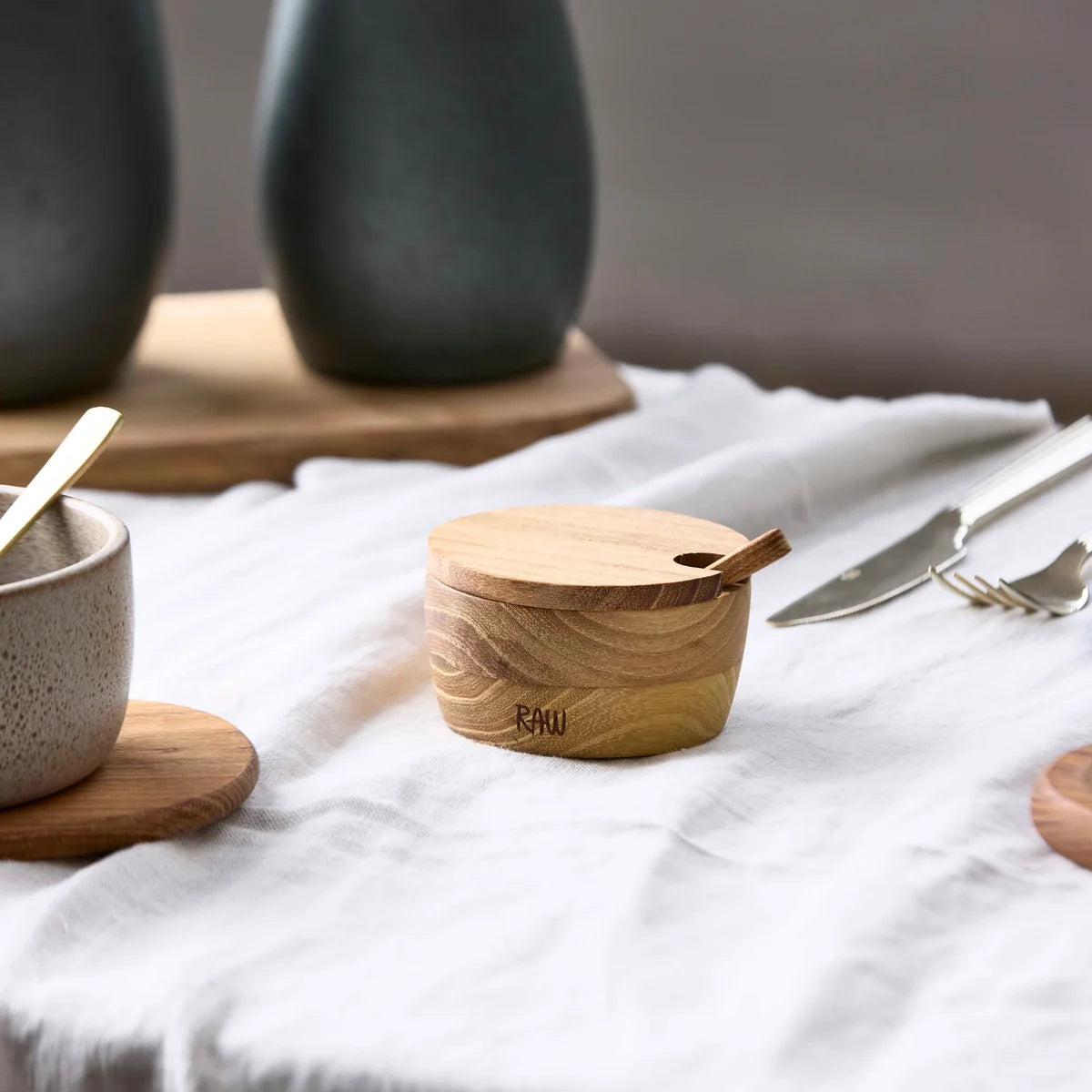 RAW Teak salt/socker skål