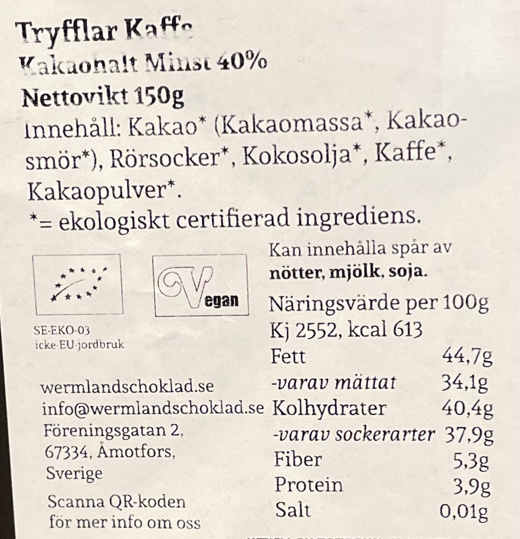 Chokladtryfflar Kaffe
