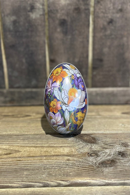 Blommigt påskägg i plåt lila